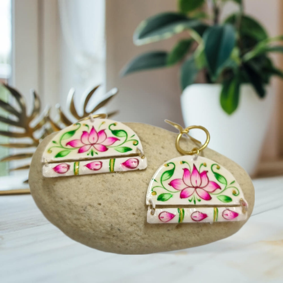 Brass Metal Hand Painted Earrings for your trendy and classic aesthetic look