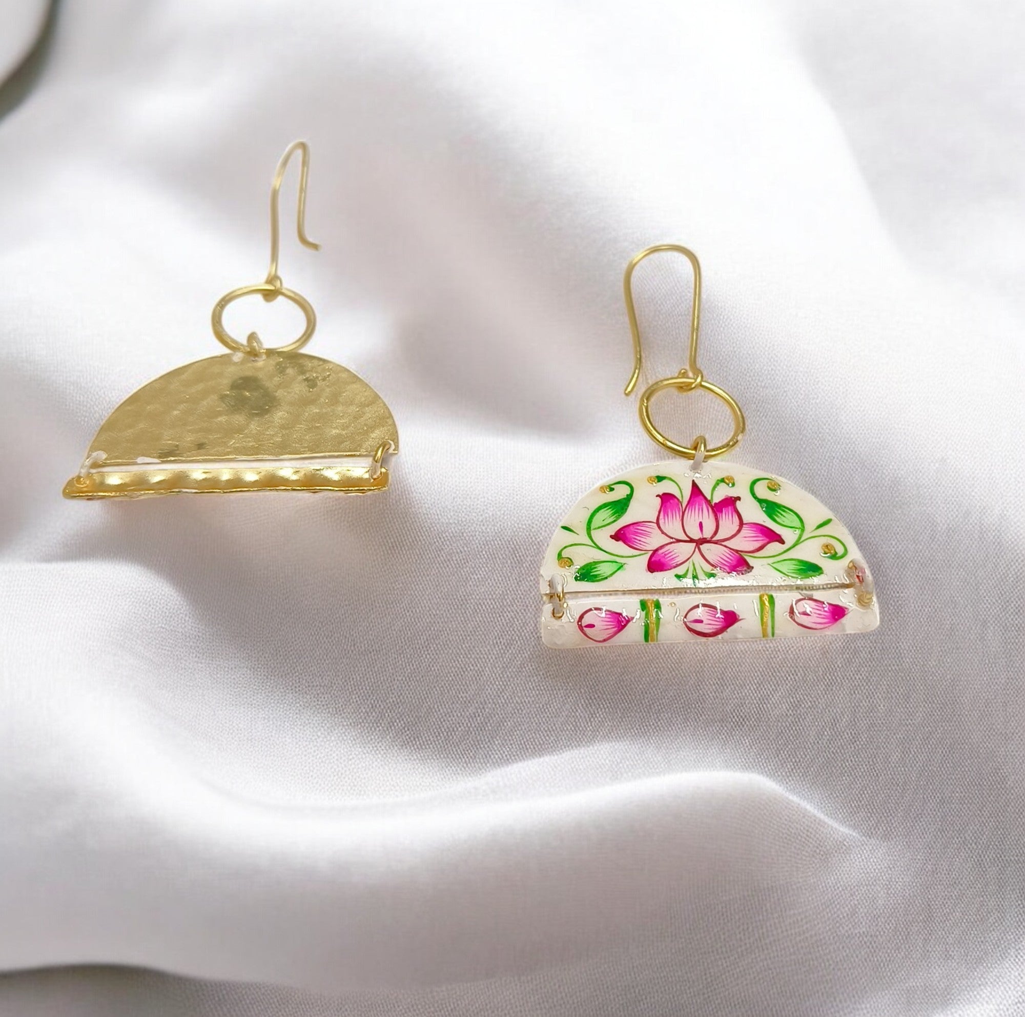 Brass Metal Hand Painted Earrings for your trendy and classic aesthetic look