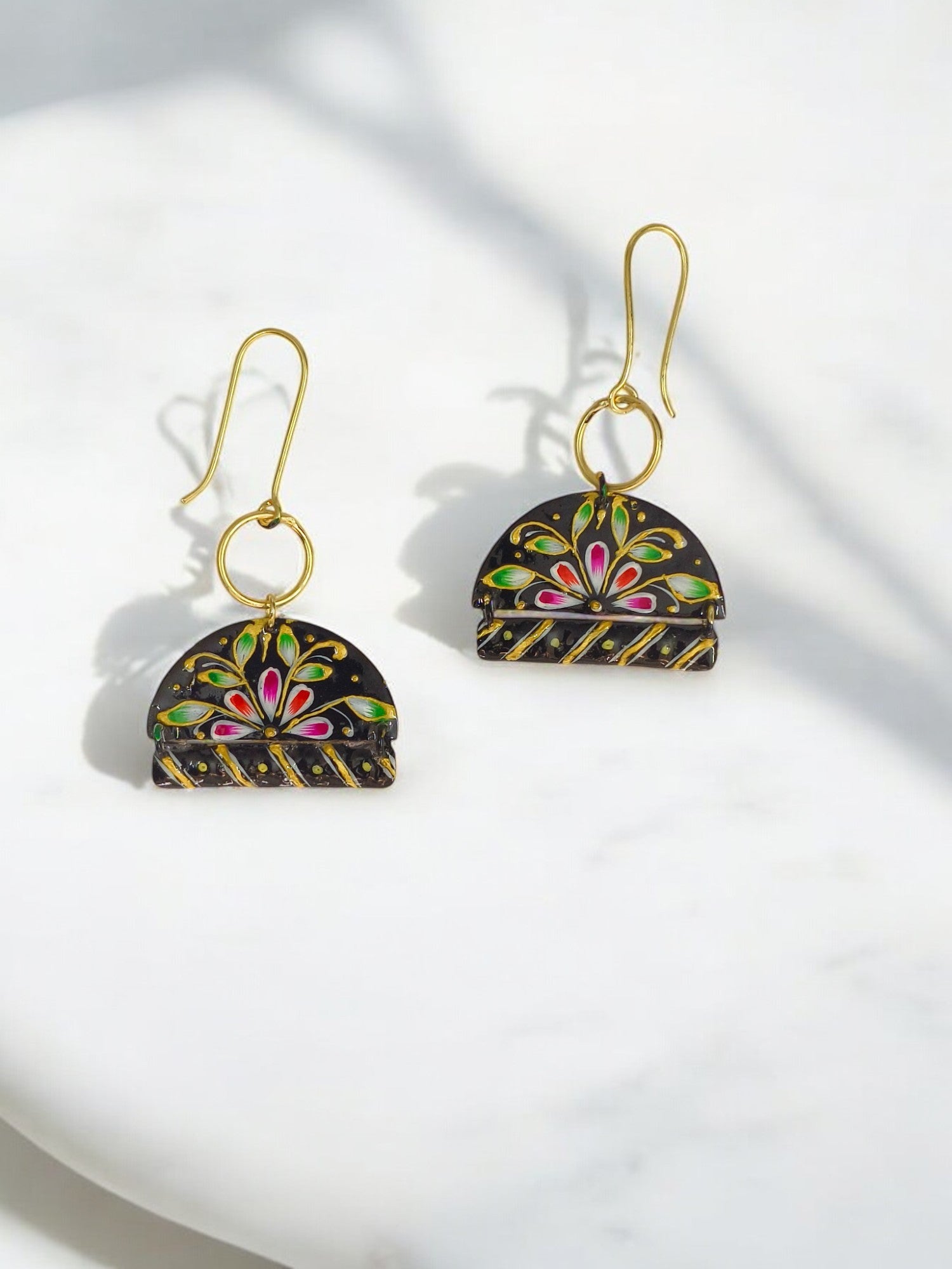 Brass Metal Hand Painted Earrings for your trendy and classic aesthetic look