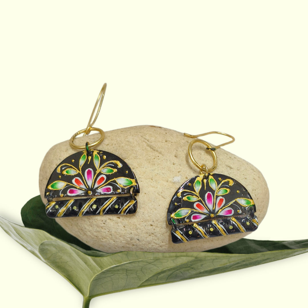 Brass Metal Hand Painted Earrings for your trendy and classic aesthetic look