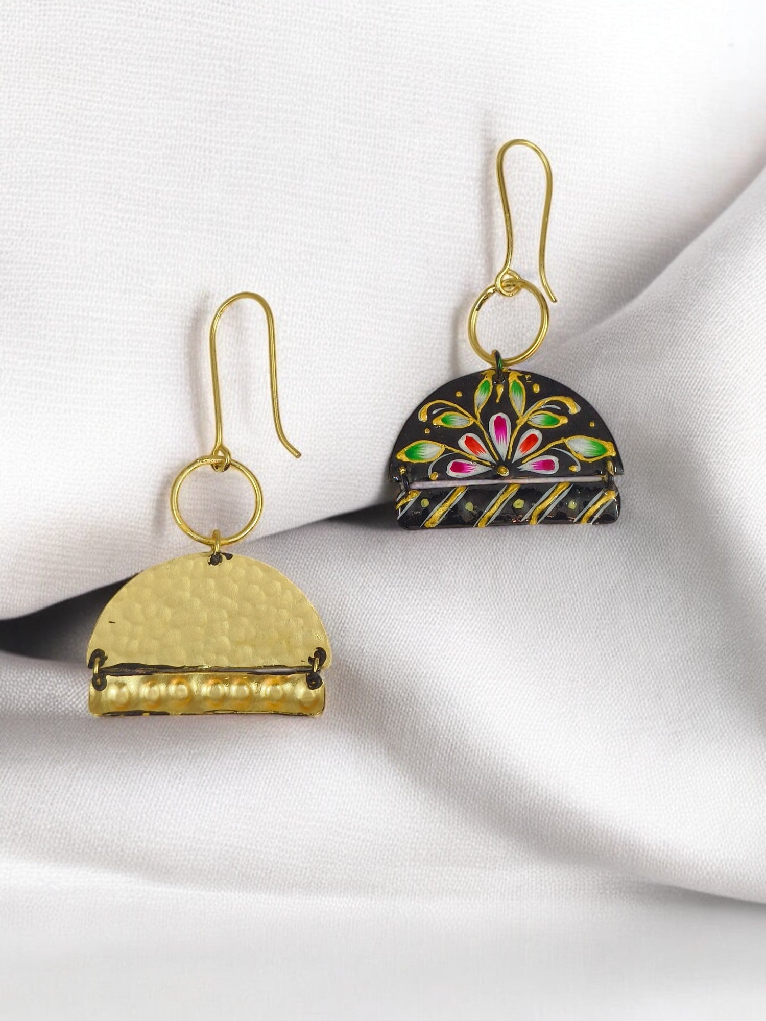 Brass Metal Hand Painted Earrings for your trendy and classic aesthetic look