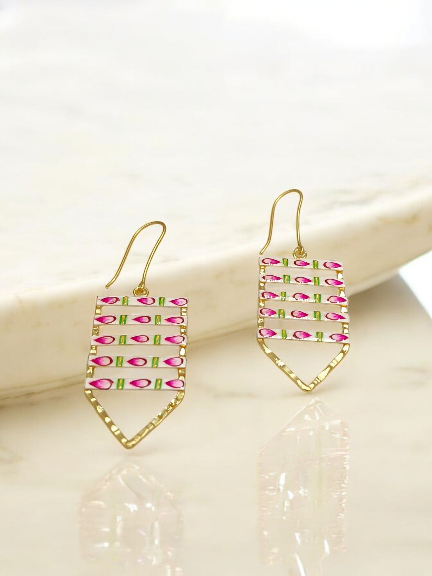 Brass Metal Hand Painted Earrings for your trendy and classic aesthetic look