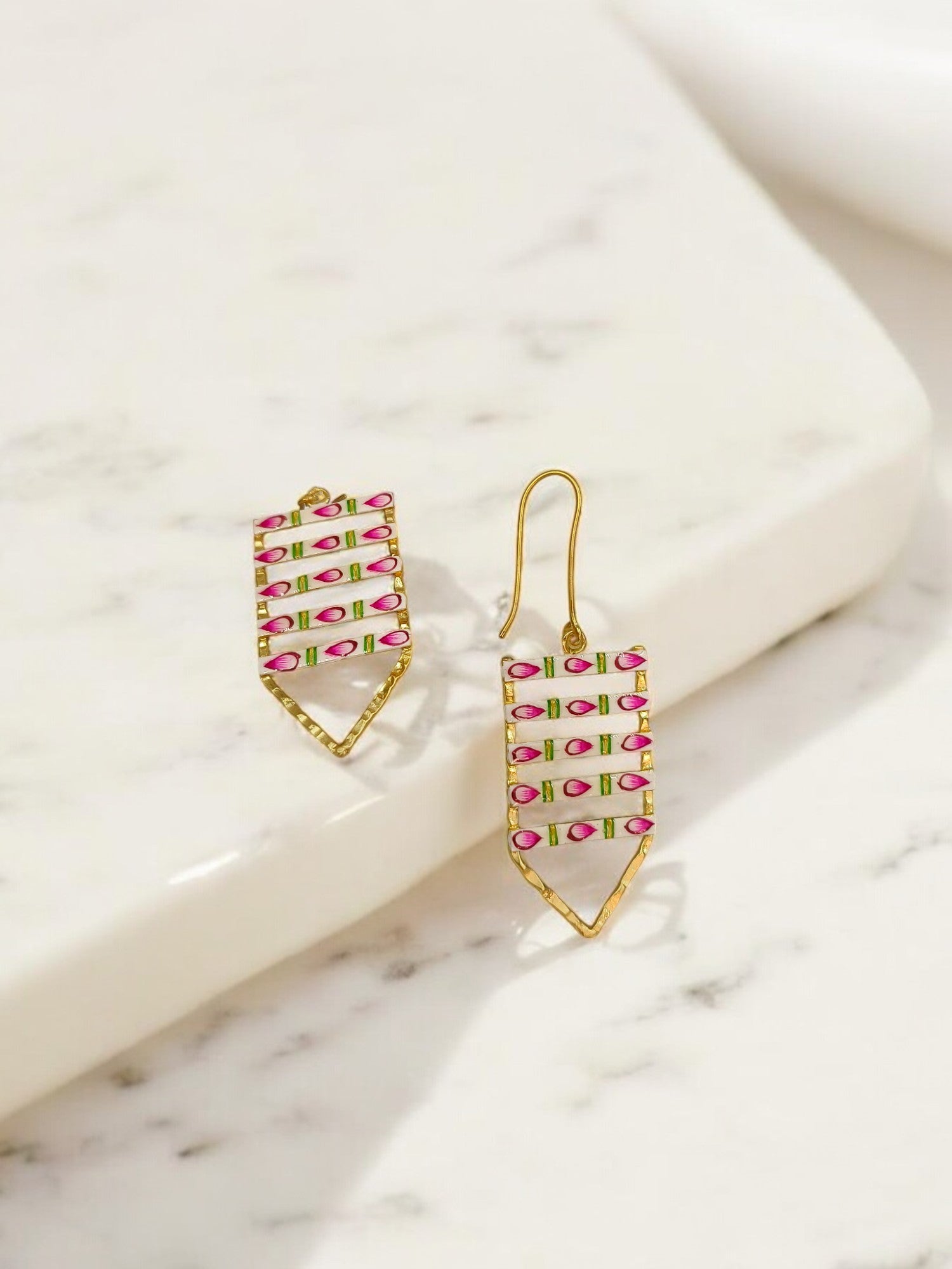 Brass Metal Hand Painted Earrings for your trendy and classic aesthetic look