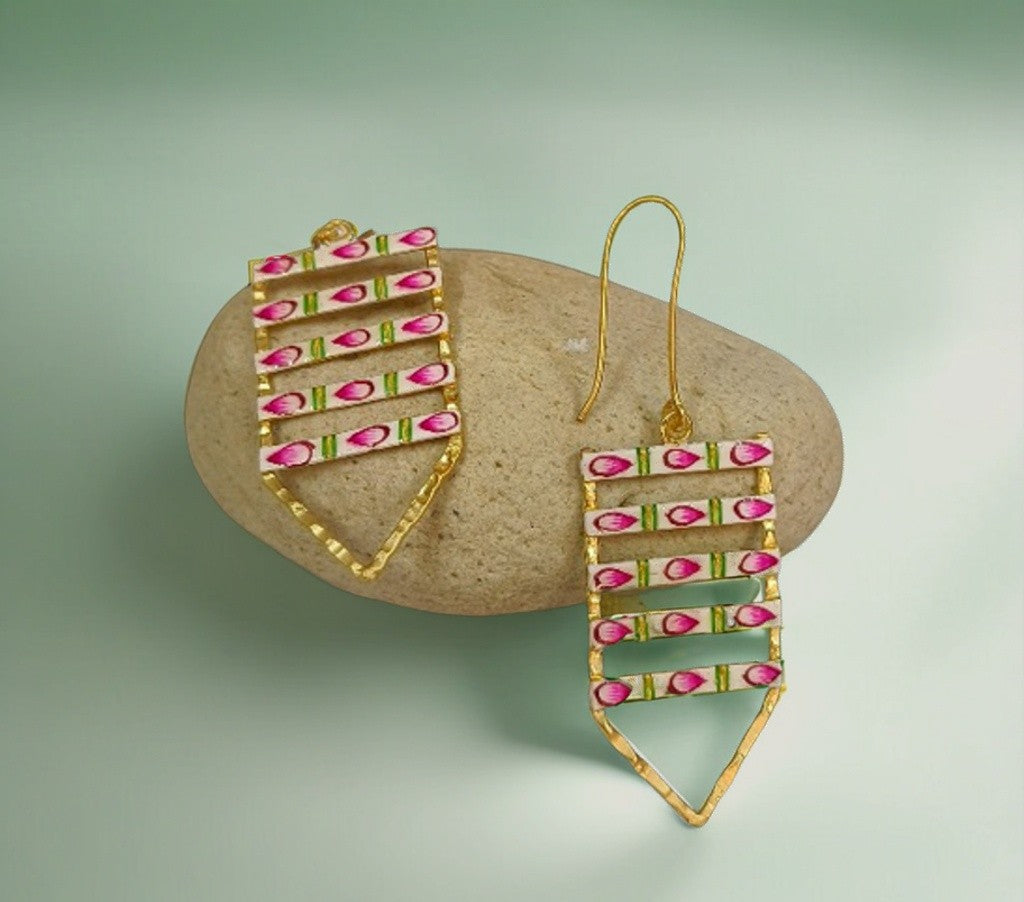Brass Metal Hand Painted Earrings for your trendy and classic aesthetic look