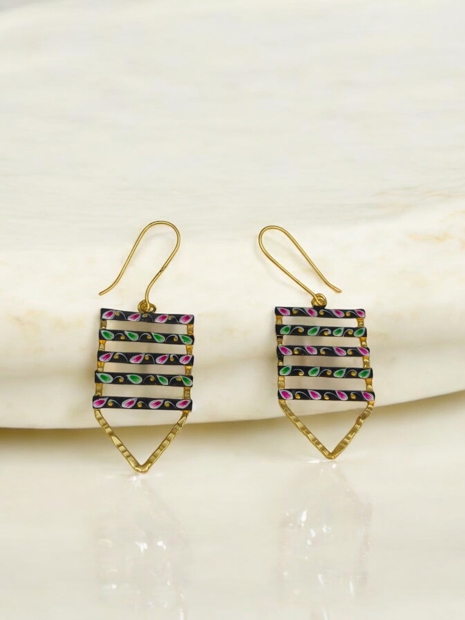 Brass Metal Hand Painted Earrings for your trendy and classic aesthetic look