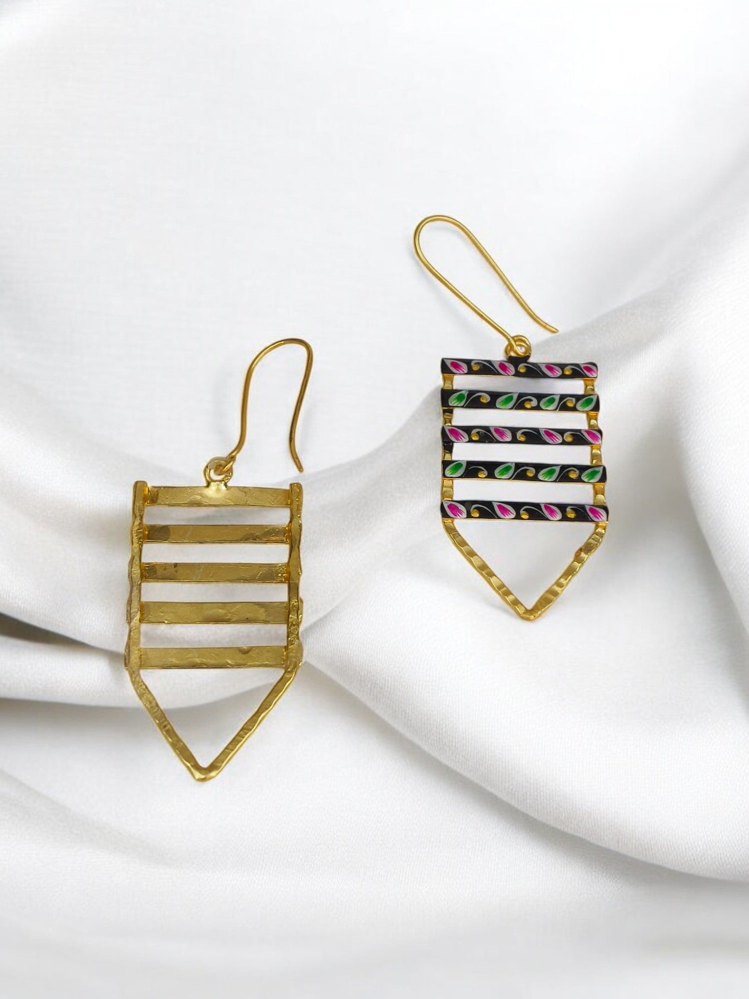 Brass Metal Hand Painted Earrings for your trendy and classic aesthetic look