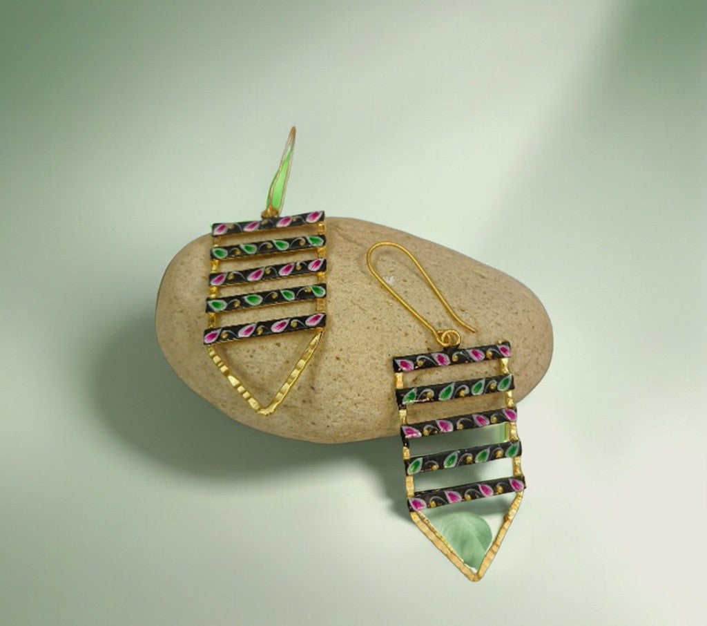 Brass Metal Hand Painted Earrings for your trendy and classic aesthetic look