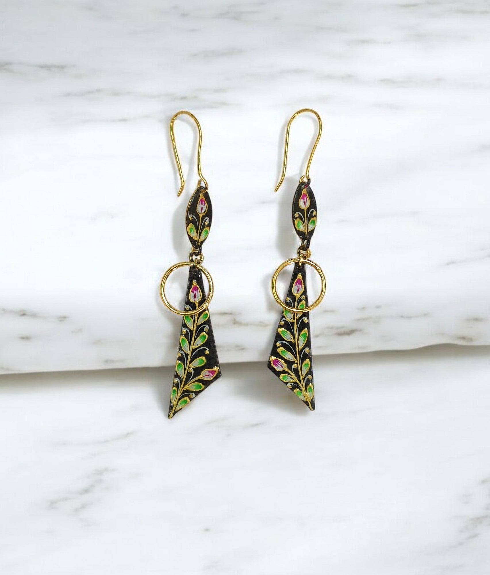 Brass Metal Hand Painted Earrings for your trendy and classic aesthetic look