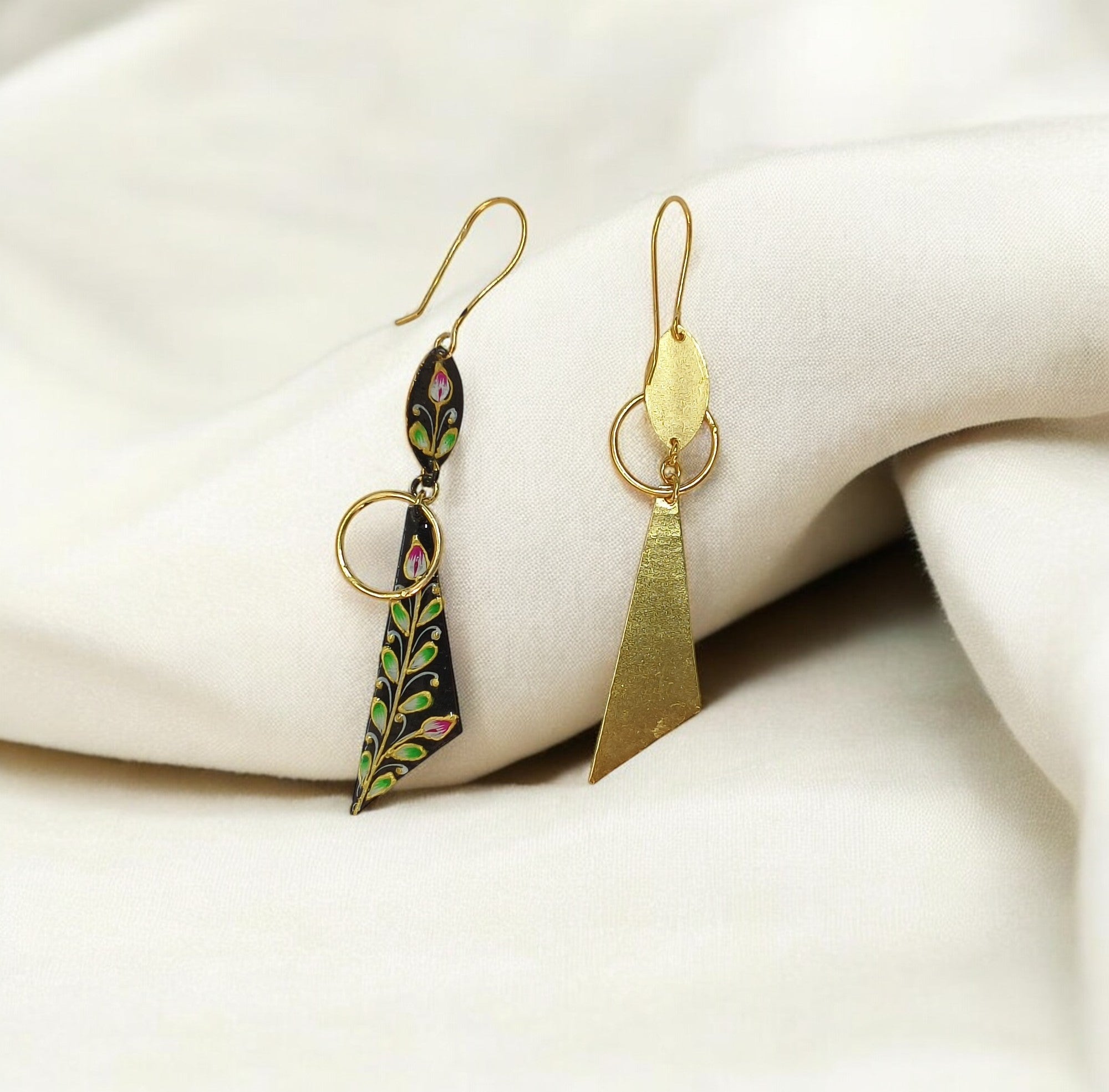 Brass Metal Hand Painted Earrings for your trendy and classic aesthetic look