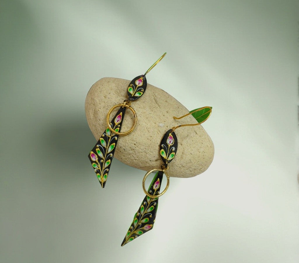 Brass Metal Hand Painted Earrings for your trendy and classic aesthetic look