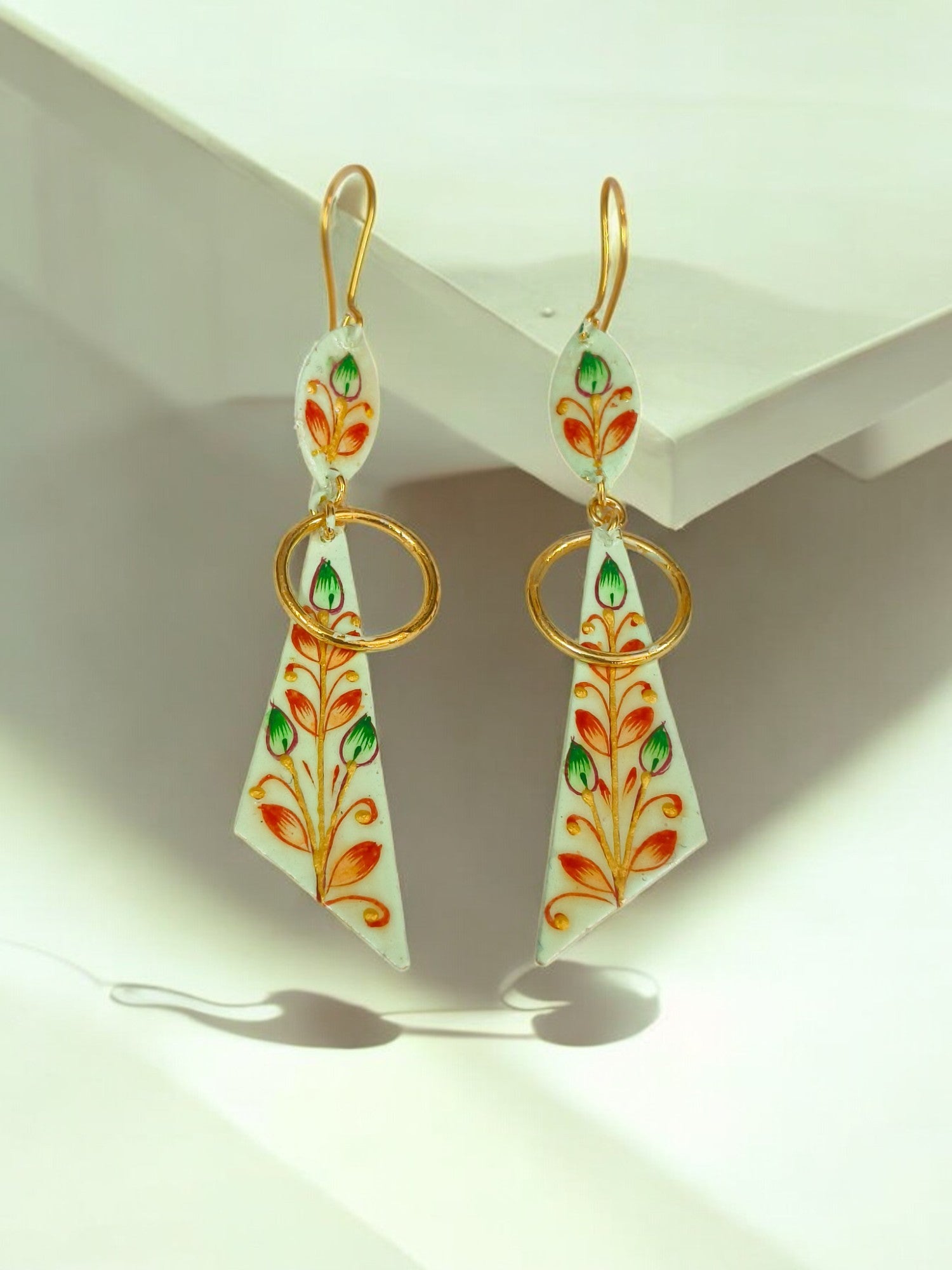 Brass Metal Hand Painted Earrings for your trendy and classic aesthetic look