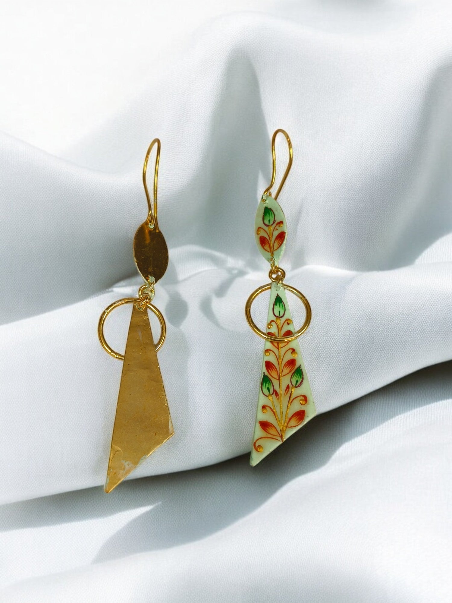 Brass Metal Hand Painted Earrings for your trendy and classic aesthetic look