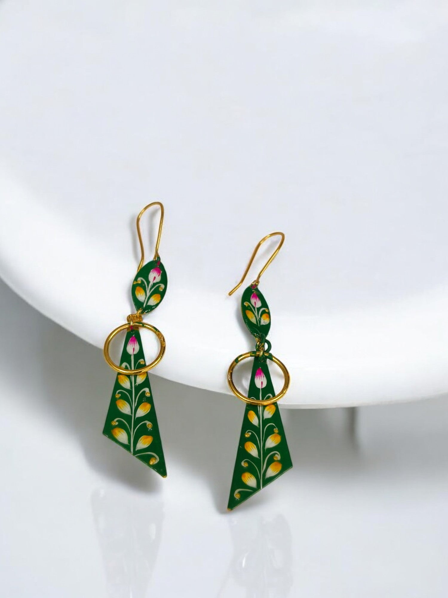 Brass Metal Hand Painted Earrings for your trendy and classic aesthetic look