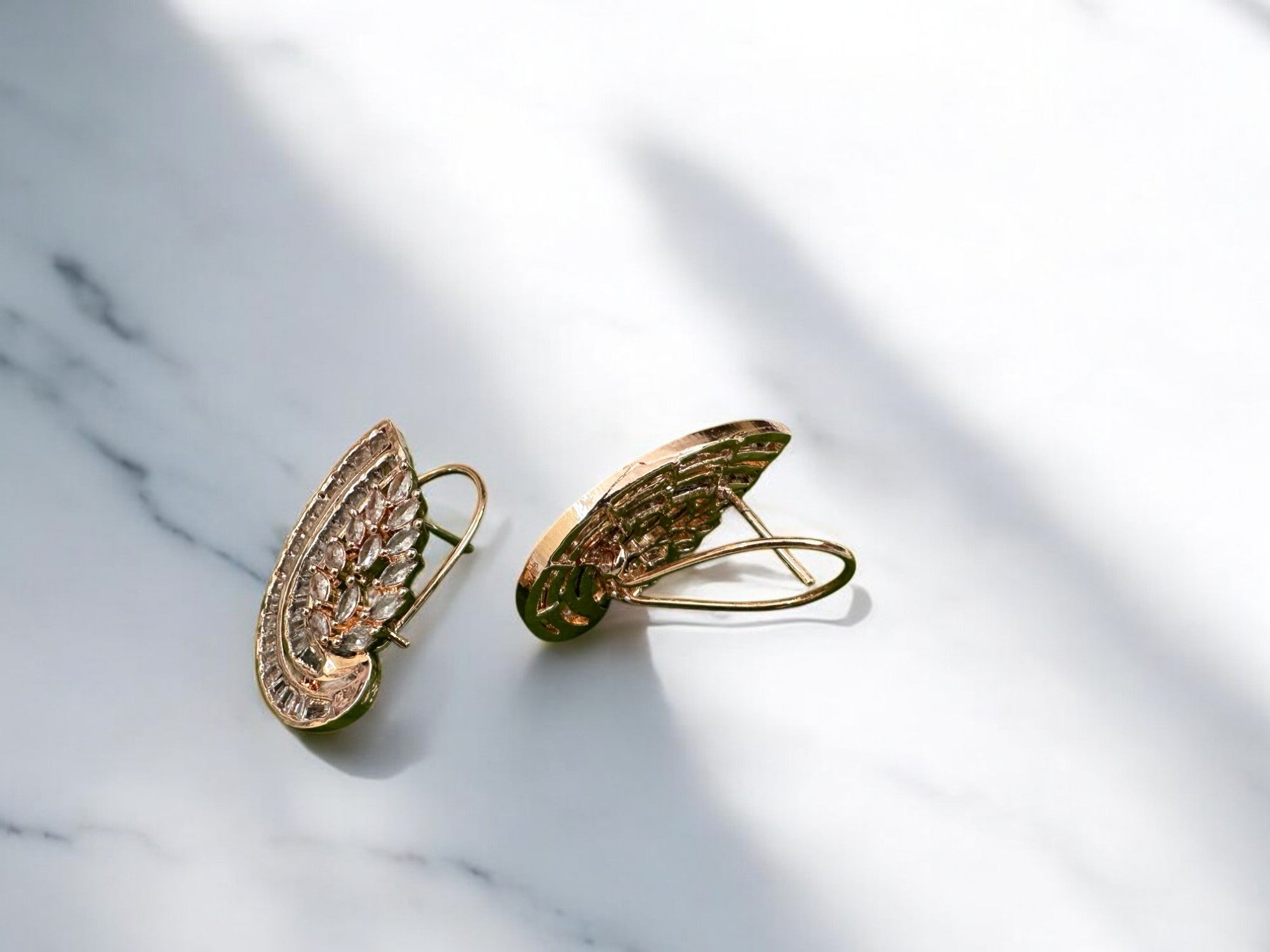 Gold-Plated Paisley Designer Earrings for Women – Elegant Cubic Zirconia & Pearl Detailing – Traditional Indian Wedding & Party Jewelry
