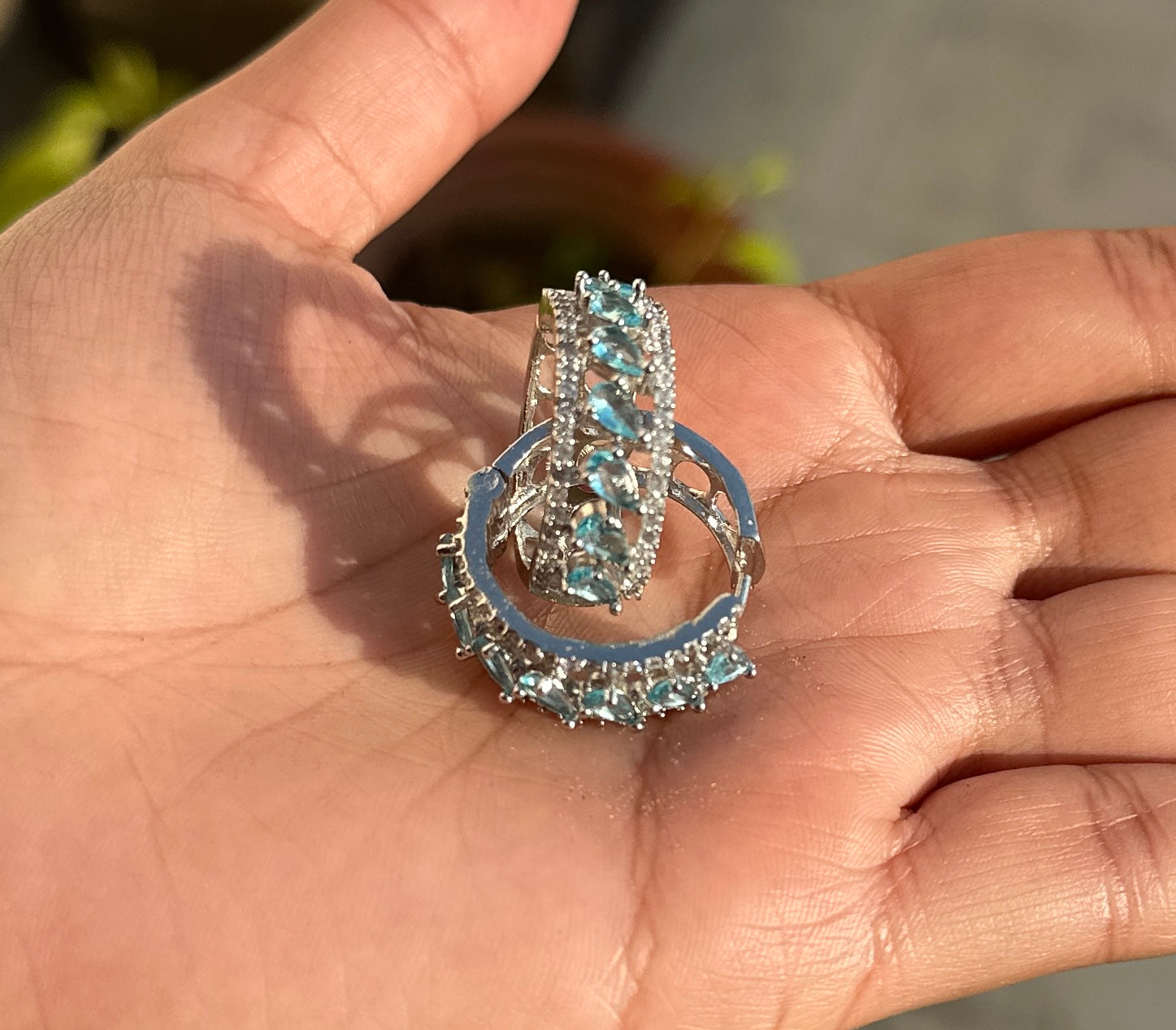 Elegant Blue Gemstone Hoop Earrings for Women – Silver-Plated Huggie Earrings with Sparkling Cubic Zirconia – Stylish & Lightweight Jewelry for Everyday Wear and Special Occasions