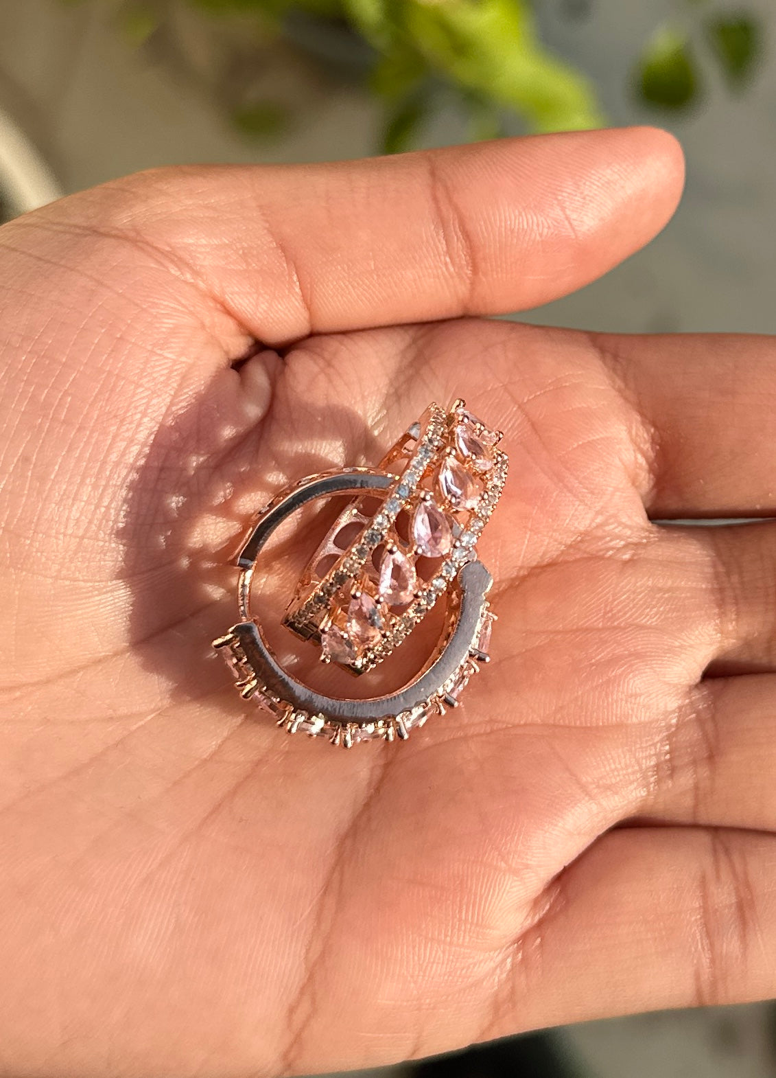 Rose Gold Crystal Hoop Earrings – Elegant Openwork Huggie Hoops for Women – Sparkling Statement Jewelry for Special Occasions