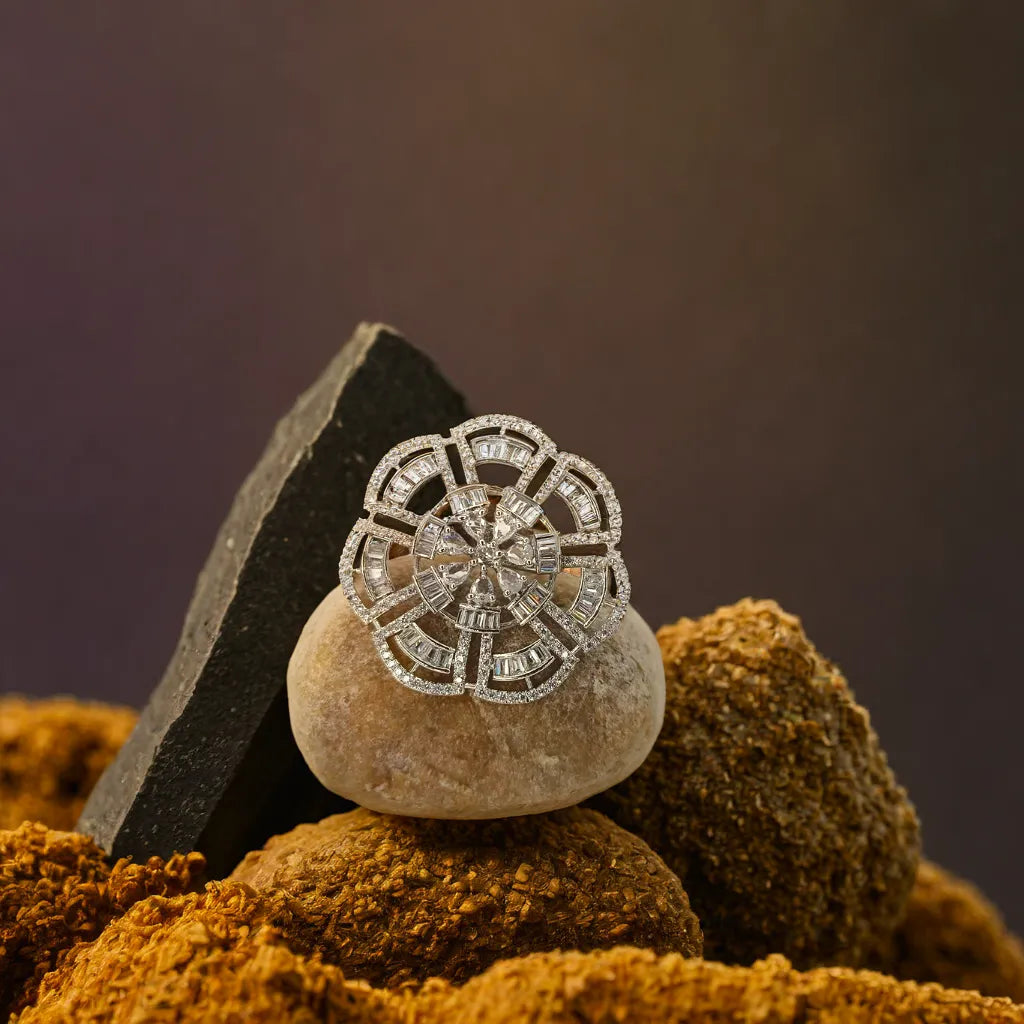 Brass Metal Rhodium Polish Ring