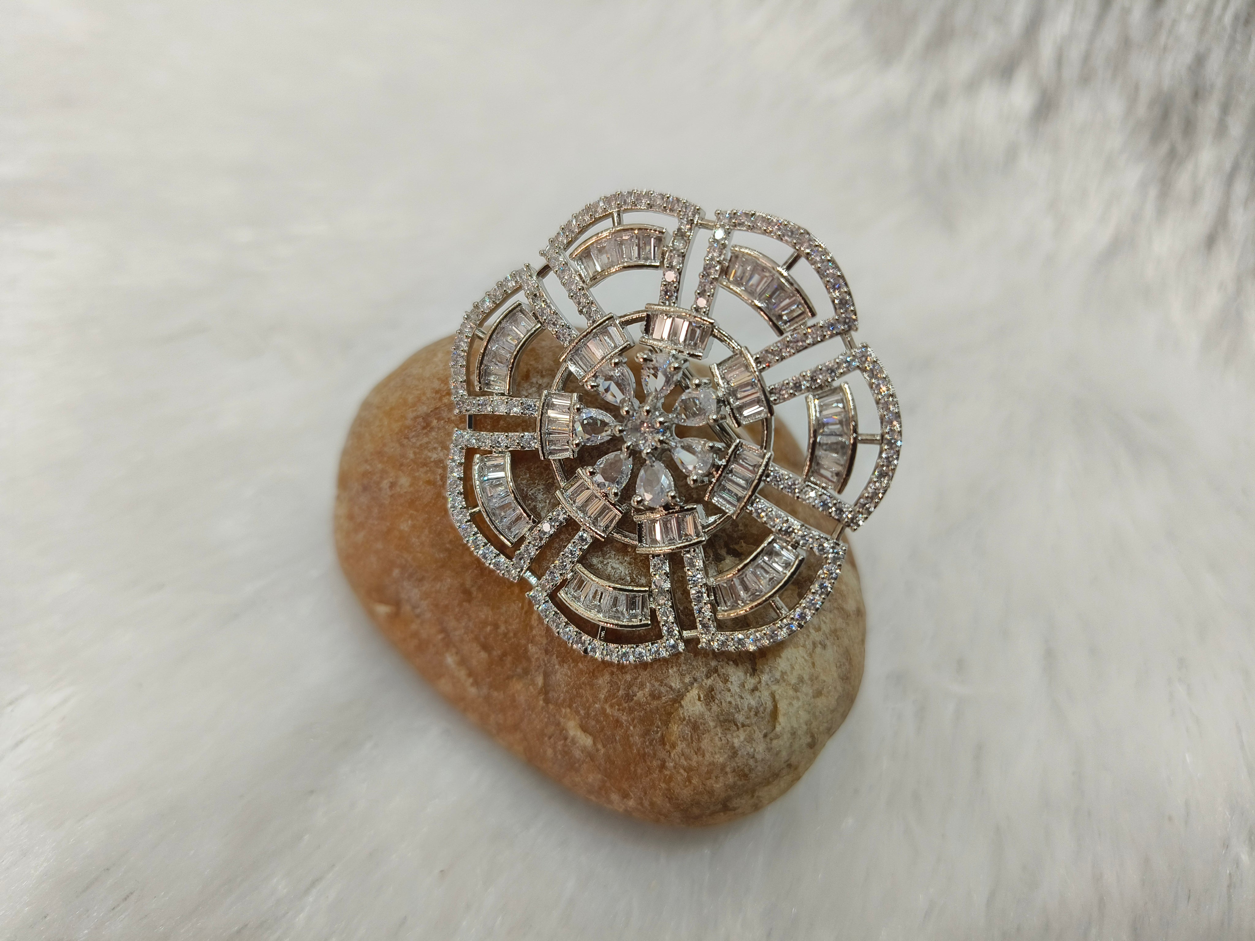 Brass Metal Rhodium Polish Ring