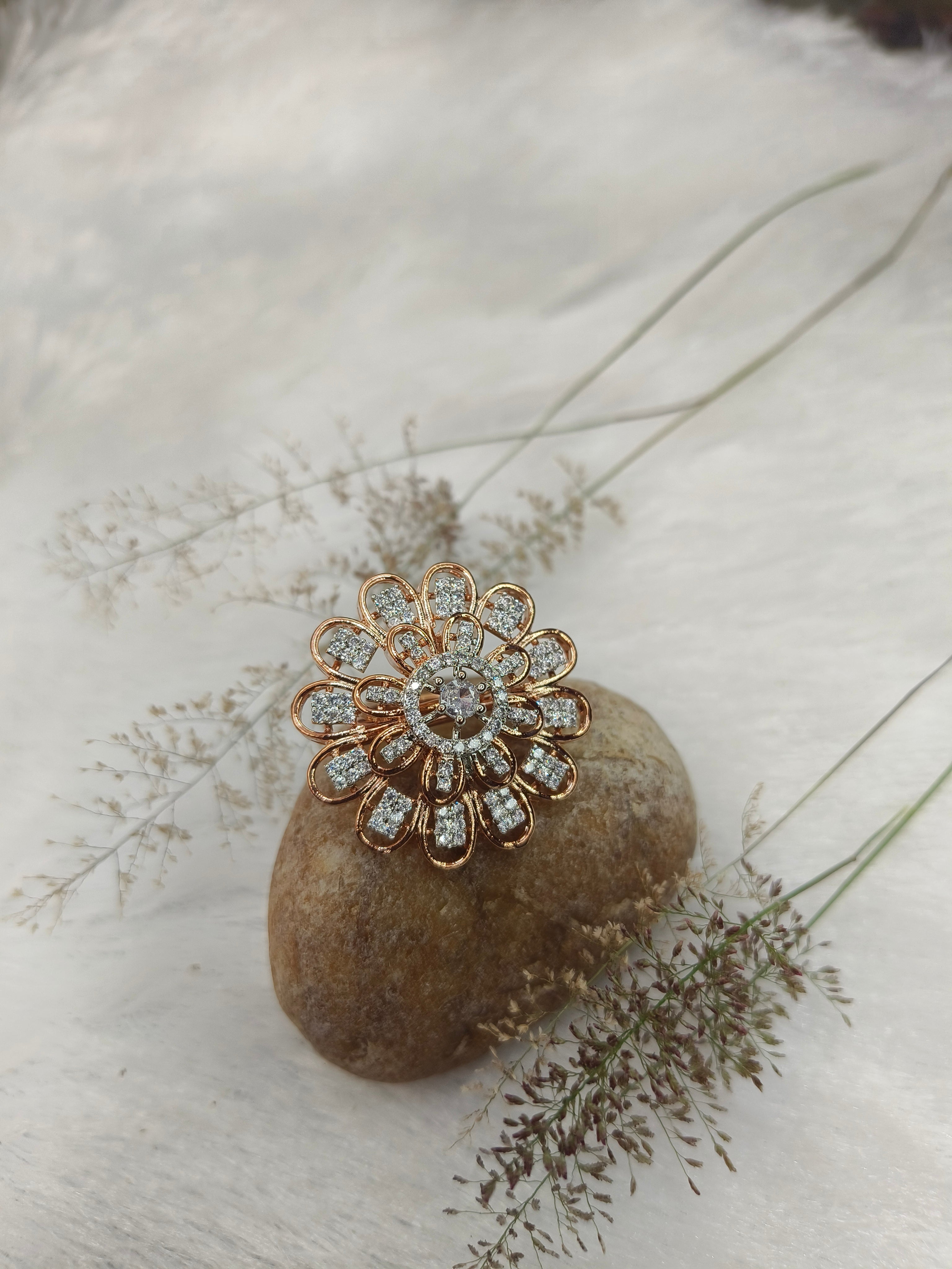 Brass Metal Rhodium Polish Ring
